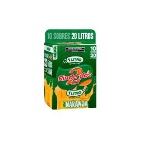 Rinde 2 1+1 Jugo en Polvo Naranja – Display x10 sobres (rinde 20 litros)