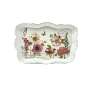 Bandeja Melamina Labrada Flores Grande 37x25cm