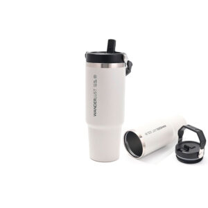 Vaso Térmico Wanderlust Blanco C/pico 900ml Acero